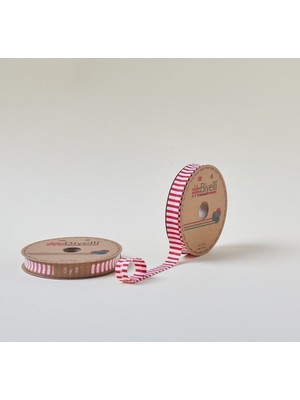 Biyelli Kalın Çizgili Katlı F03 Kırmızı 2 cm 25 Metre %65 Koton %35 Polyester