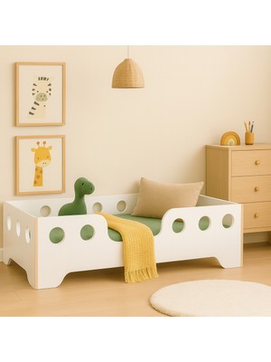 Montessori Yatak Çocuk Yatağı Bebek Karyolası Mdf Tek Kişilik Atlantik Çam