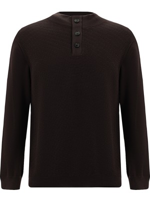 Abdullah Kiğılı Yarım Balıkçı Yaka Regular Fit Desenli Pamuklu Yün Triko Kazak