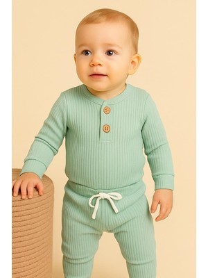 Unisex Basic Badili Alttan Çıtlı Fitilli Bebek Takım 3 Ay - 2 Yaş