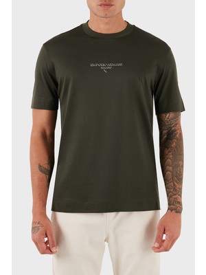Emporio Armani Logo Baskılı Pamuklu Regular Fit Bisiklet Yaka T Shirt Erkek T Shirt EM002838 AF10761 U8120