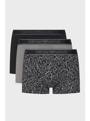 Emporio Armani Logolu Streç Pamuklu 3 Pack Boxer Erkek Boxer EM000370 AF10779 MC198
