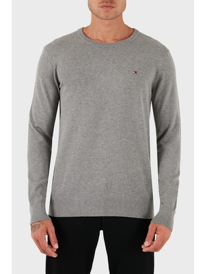 Tommy Hilfiger % 100 Pamuk Regular Fit Bisiklet Yaka Logolu Kazak Erkek Kazak MW0MW14748 P91