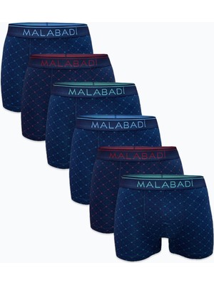 Malabadi Erkek Lacivert Desenli 6 Lı Premium Collection Modal Boxer 6M252