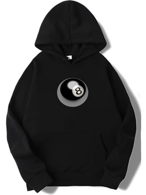 Brz Collection Oversize 8 Ball Hoodie Siyah Uzun Kol %80 Pamuk %20 Polyester