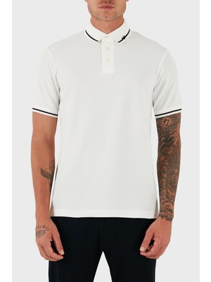 Emporio Armani Şerit Detaylı Pamuklu Regular Fit Düğmeli Polo Yaka T Shirt Erkek Polo Yaka T Shirt EM003003 AF10497 U0003