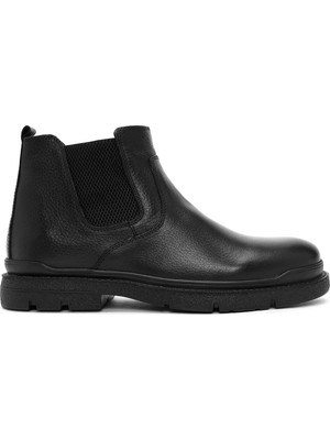 Erkek Siyah Fermuarlı Deri Casual Bot 25WFD6805FT