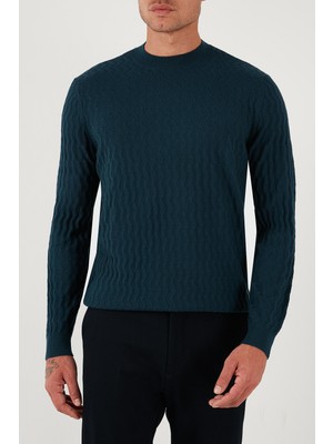 Armani Exchange Yün Karışımlı Regular Fit Bisiklet Yaka Dalgalı Dokuma Kazak Erkek Kazak XM001560 AF11982 FB068