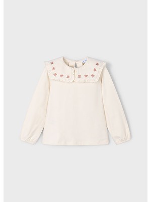 Mayoral Krem Kız Çocuk Fırfırlı Yaka Bluz 4134