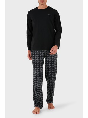 Emporio Armani Pamuklu Jakarlı Regular Fit Normal Bel Bisiklet Yaka Pijama Takımı Erkek Pijama Takımı EM000611 AF14994 MC273
