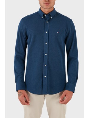 Tommy Hilfiger % 100 Pamuk Regular Fit Uzun Kollu Logolu Gömlek Erkek Gömlek MW0MW39422 Du5