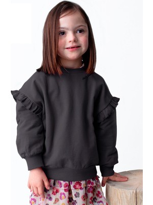 Mayoral Gri Kız Çocuk Kol Fırfır Detaylı Bluz 4433