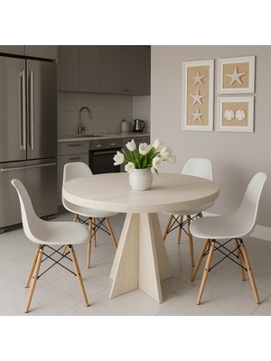 Yıldız Model 90 Çaplı 75 cm Yükseklikli (36 mm Kalın Kenarlı) (Sandalye Yok) Yuvarlak Yemek Masası