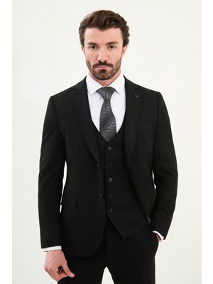 Düz Slim Fit Mono Yaka Klasik Yün Erkek Takım Elbise