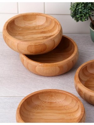 Pinterest Stil 3'lü Doğal Bambu Çerezlik Seti Ahşap Dekoratif Sade Kase Kare Atıştırmalık Kabı