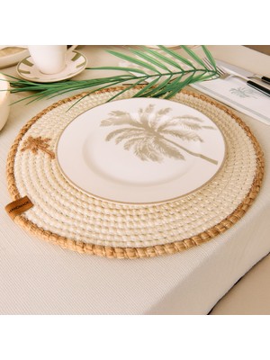 Evidea Kitchen Palm Tatlı ve Kahvaltı Tabağı - Krem / Bej - 21 cm