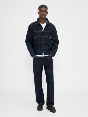 Gap Erkek Koyu Mavi Relaxed Straight Jean Pantolon