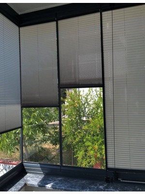 Home Plise Katlanır Gri Cam Balkon Perdesi Ofis Mutfak Salon İçin Vidalı Montaj 70 x 180 cm