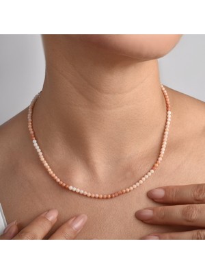 925 Ayar Gümüş Altın Kaplama Güneş Taşı ve Ay Taşı Doğal Taşlı Kolye - NGS00119