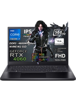 Acer Nitro V 15 ANV15-51 Intel Core I7 13620H 16GB 512GB SSD RTX4060 Freedos 15.6" Taşınabilir Bilgisayar NH.QQEEY.002
