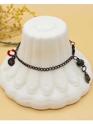 Vintage Kahverengi Zincirli Charm Bileklik