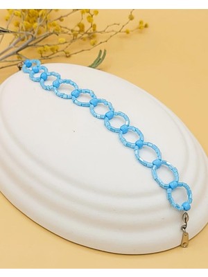 Laguna Mavi Akrilik Boncuk El Yapımı Bileklik