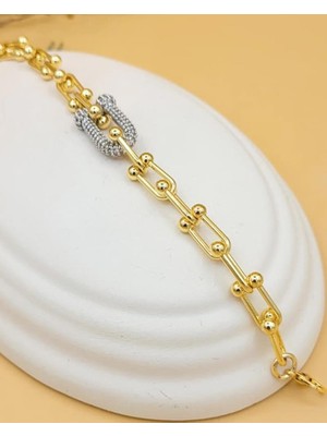 Nevoka Tfn Kuyum Model 14K Altın Kaplama Bileklik