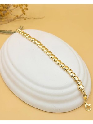 Gold Kare Kesim Çakıl Zincir Bileklik