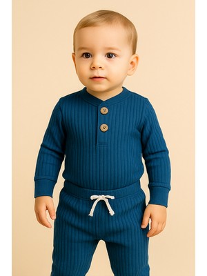 Unisex Basic Badili Alttan Çıtlı Fitilli Bebek Takım 3 Ay - 2 Yaş