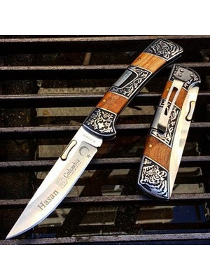 Kişiye Özel Isimli Columbia A3159-D 24  cm Isim Baskılı Columbia Ahşap Çakı