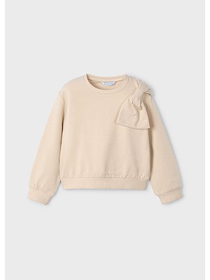 Mayoral Bej Kız Çocuk Fiyonklu Sweatshirt 4434