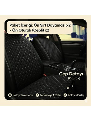 Range Rover Evoque 2019 ve Sonrası Uyumlu Kumaş Oto Koltuk Minderi Ergonomik Kapitone 2'li Siyah Beyaz