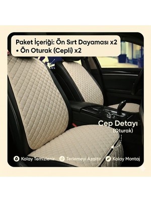 Toyota Land Cruiser J100 1998-2007 Uyumlu Kumaş Oto Koltuk Minderi Ergonomik Kapitone 2'li Bej