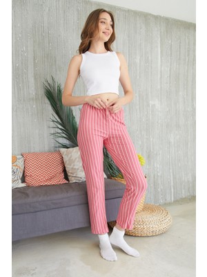 Çizgili Süet Pijama Altı