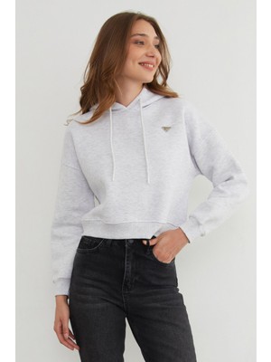 3 Iplik Üçgen Metal Armalı Kapüşonlu Sweatshirt