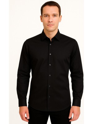 Erkek Saten Slimfit Uzun Kol Gömlek