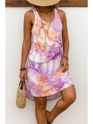 Arben Boutique Kadın Askılı Sporcu Yaka Baskılı Süprem Elbise