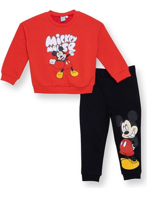 Disney Erkek Bebek Eşofman Takımı Şardonlu Bisiklet Yaka Uzun Kol Ribanalı Paça