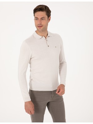Pierre Cardin Erkek Taş Slim Fit Polo Yaka Basic Triko Kazak 50314189-VR049