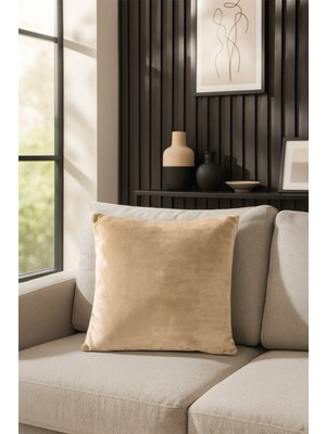 Düz Kadife Kırlent Kılıfı Gold 50X50