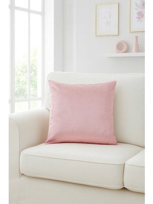 Düz Kadife Kırlent Kılıfı Pudra 50X50