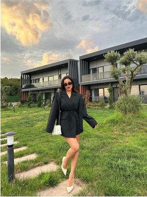 Tasarım Bağlamalı Oversize Blazer Ceket