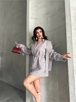 Tasarım Bağlamalı Oversize Blazer Ceket