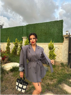 Tasarım Bağlamalı Oversize Blazer Ceket