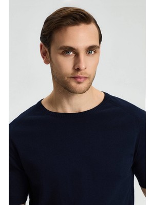 Hemington Bisiklet Yaka Lacivert Giza Pamuk Triko T-Shirt