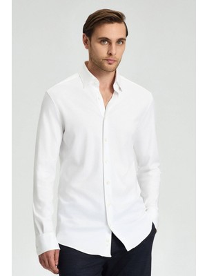 Hemington Yumuşak Dokulu Supima Pamuk Gizli Düğme Beyaz Business Gömlek