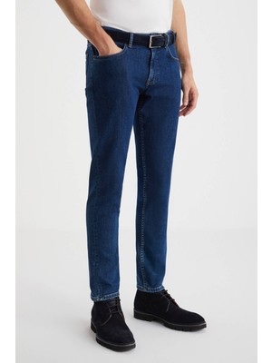 Kaşmir Karışım Kışlık Kalın Mavi Denim Pantolon