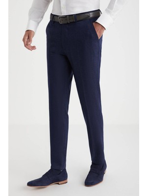 Hemington Kaşmir Yün Lacivert Flanel Pantolon