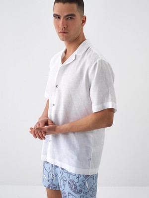 Xint Erkek Beyaz %100 Keten Regular Fit Gömlek