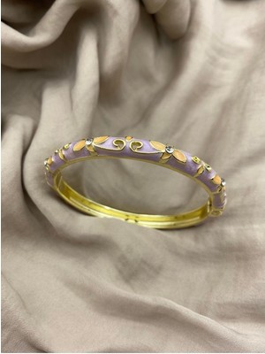 Hedef Bujiteri Çiçek Desenli Renkli Mineli Kelepçe Bileklik Kadınlar İçin Zarif Aksesuar